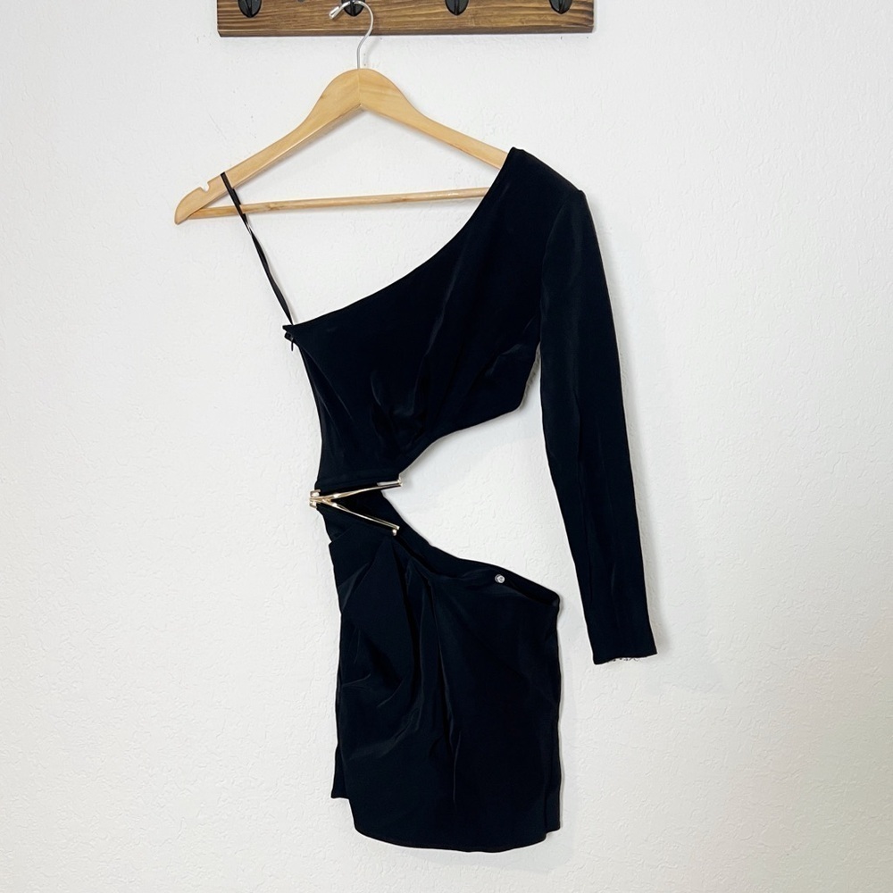 Elisabetta Franchi One Shoulder Cut-Out Mini Dress